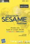 Concours SESAME post-bac. Annales 2010